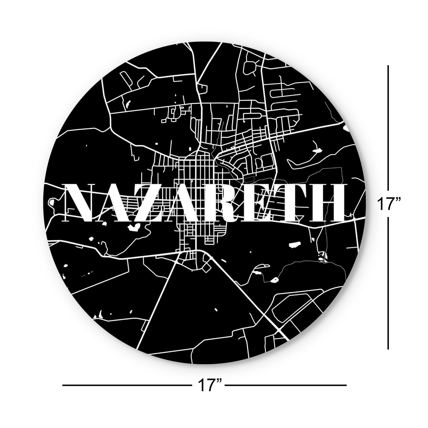 Minimalistic B&W Pennsylvania Nazareth Map | Wood Sign | Eaches | Min 1