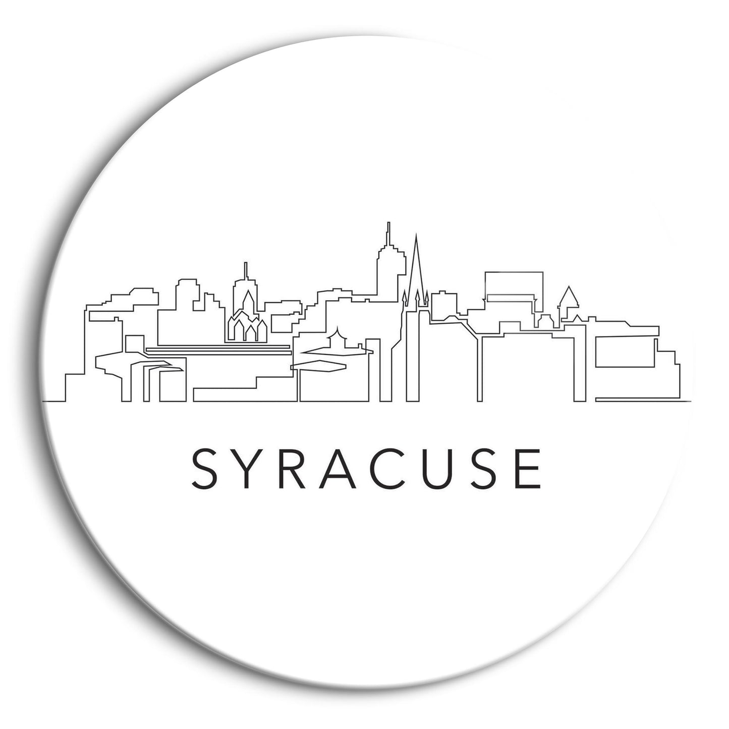 Minimalistic B&W New York Syracuse Skyline | Hi-Def Glass Art | Eaches | Min 1