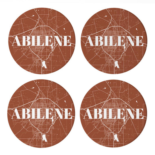 Modern Minimalist Texas Abilene Map | Absorbent Coasters | Set of 4 | Min 2