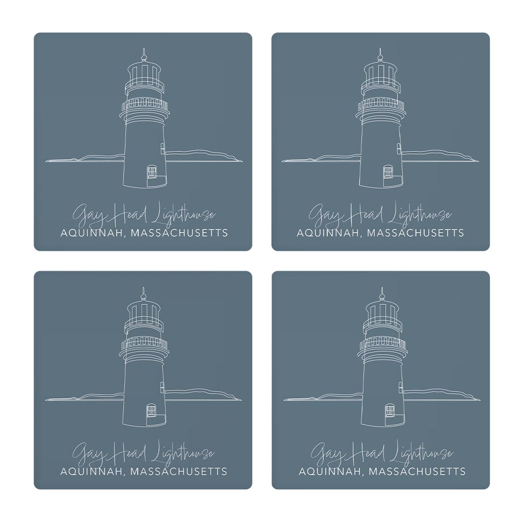 Gay Head Lighthouse Muted Coastal| Absorbent Coasters | Set of 4 | Min 2