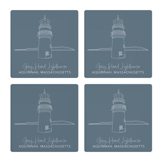 Gay Head Lighthouse Muted Coastal| Absorbent Coasters | Set of 4 | Min 2