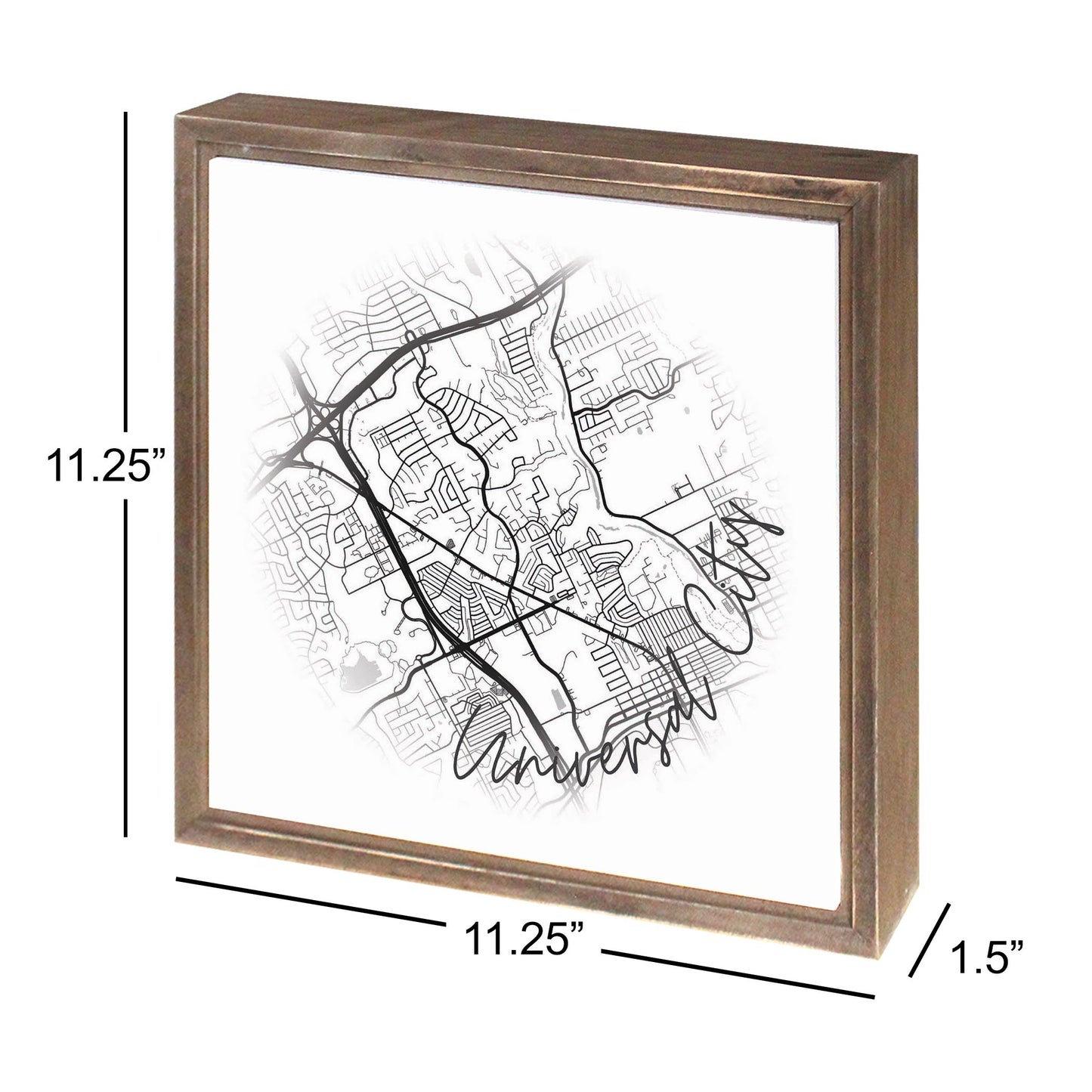 Minimalistic B&W Texas Universal City Circle Map | Wood Sign | Eaches | Min 1