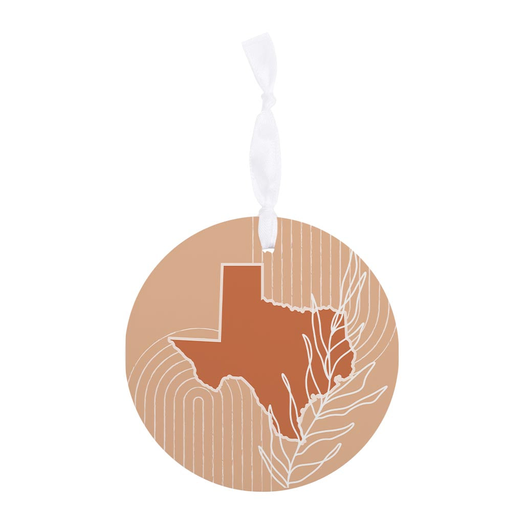 Modern Minimalist Texas State Shape With Leaf| Wood Ornament | Eaches | Min 6