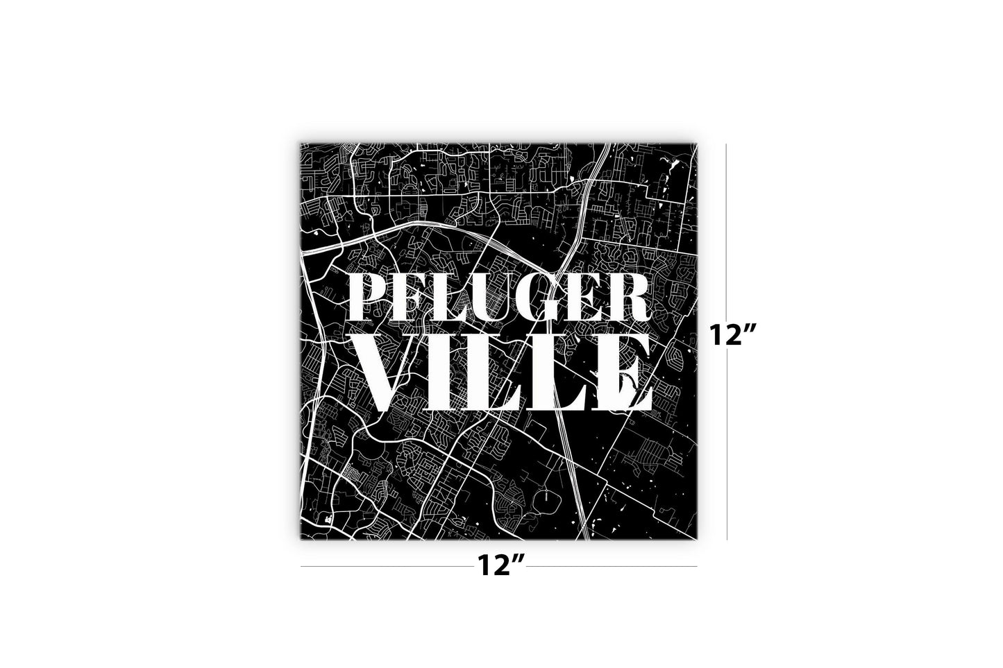 Minimalistic B&W Texas Pflugerville Map | Wood Sign | Eaches | Min 2