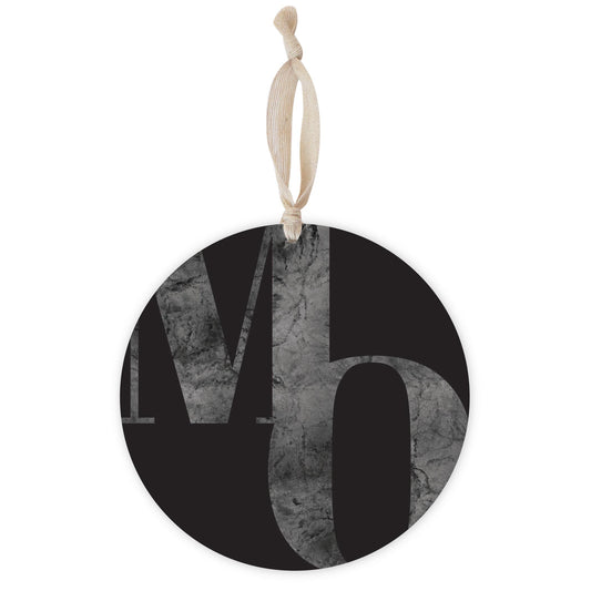 Minimalist B&W Missouri Black Initials | Wood Ornament | Eaches | Min 1