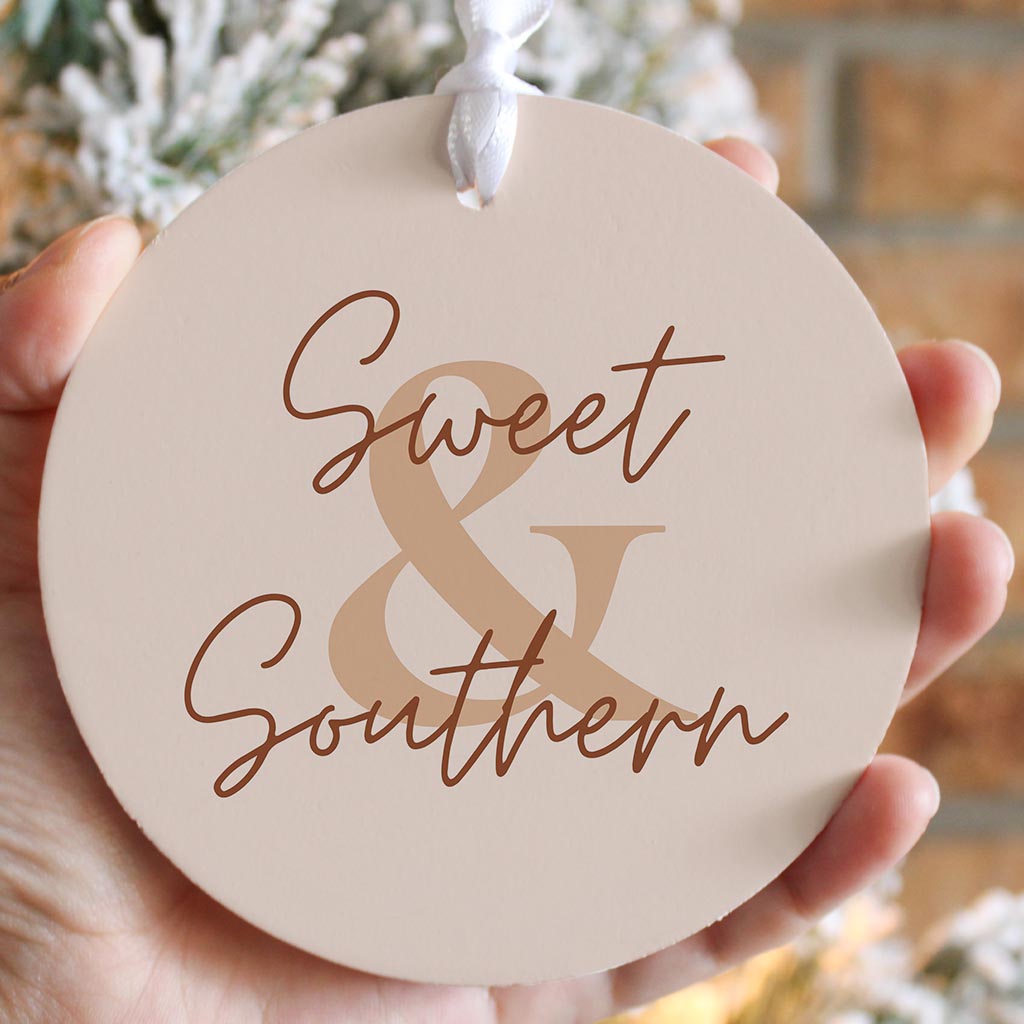 Modern Minimalist Texas Sweet Southern | Wood Ornament | Eaches | Min 6