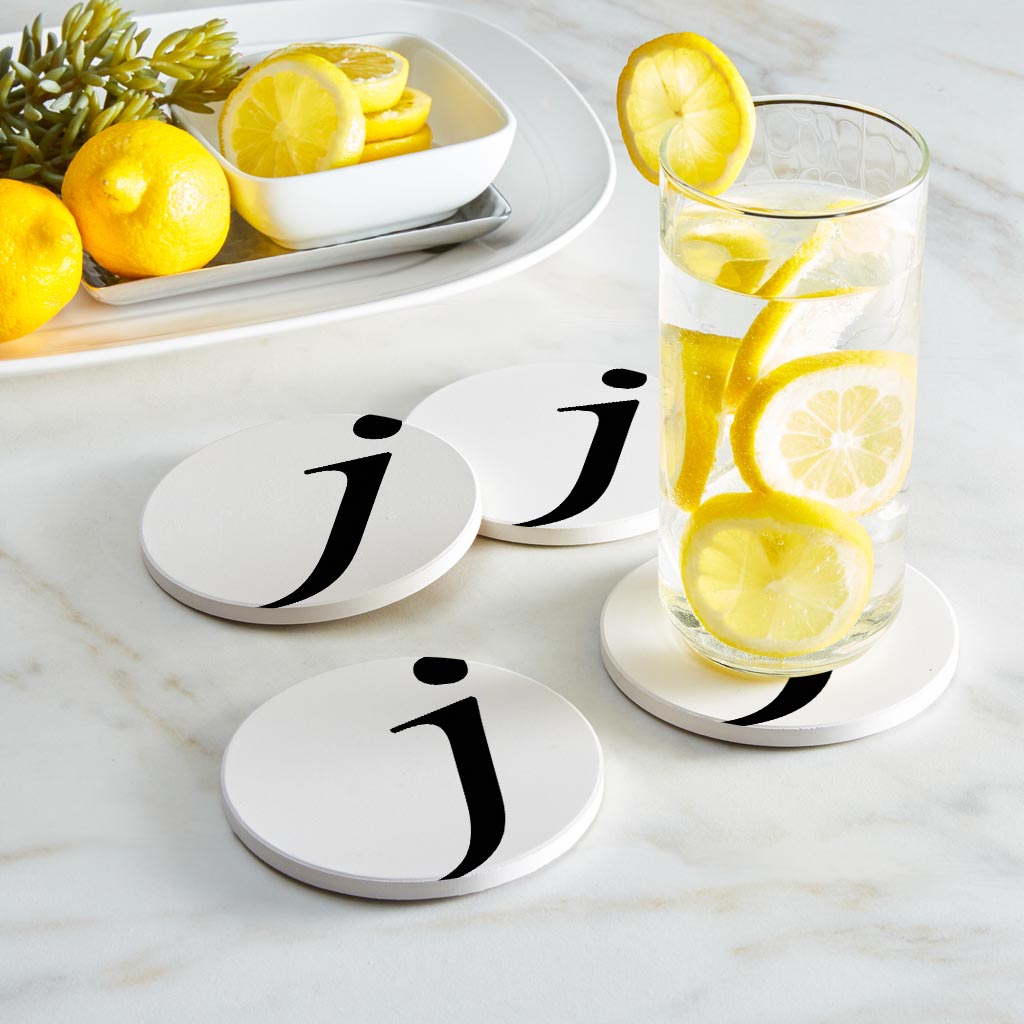 Minimalist Monogram J Circle | Absorbent Coasters | Set of 4 | Min 2