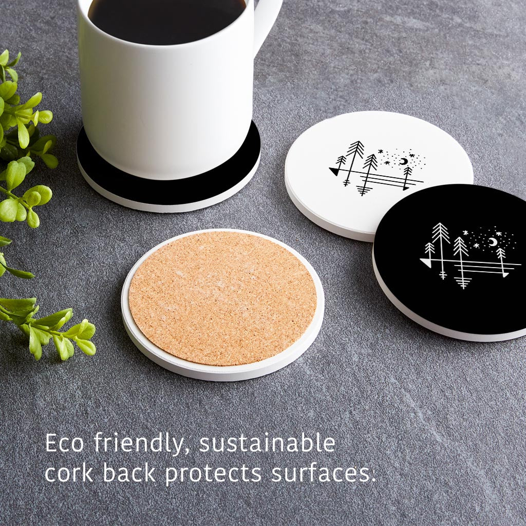 Minimalistic Tree Line Drawings| Absorbent Coasters | Set of 4 | Min 2