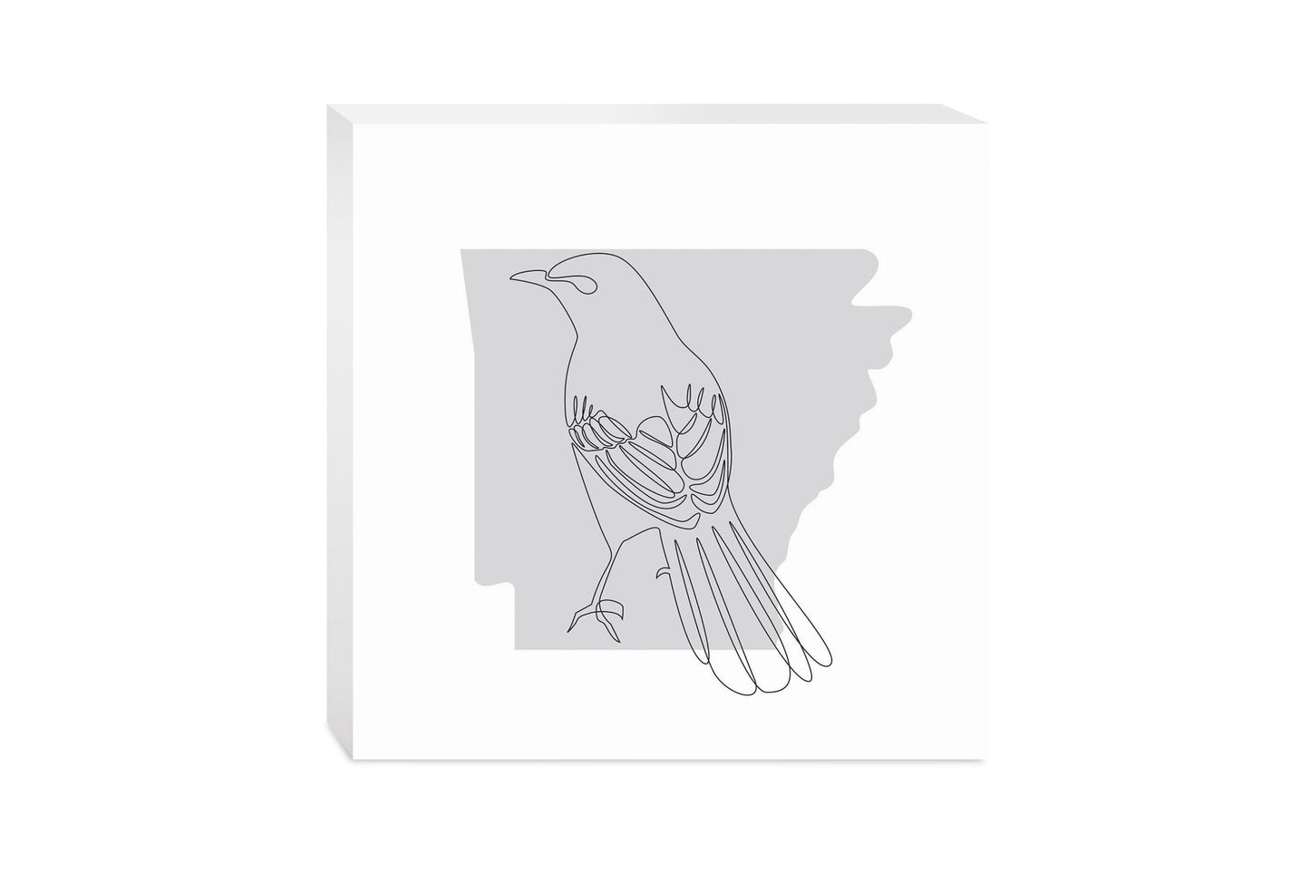 B&W Minimalist Arkansas Single Line Bird | Wood Block | Eaches | Min 2