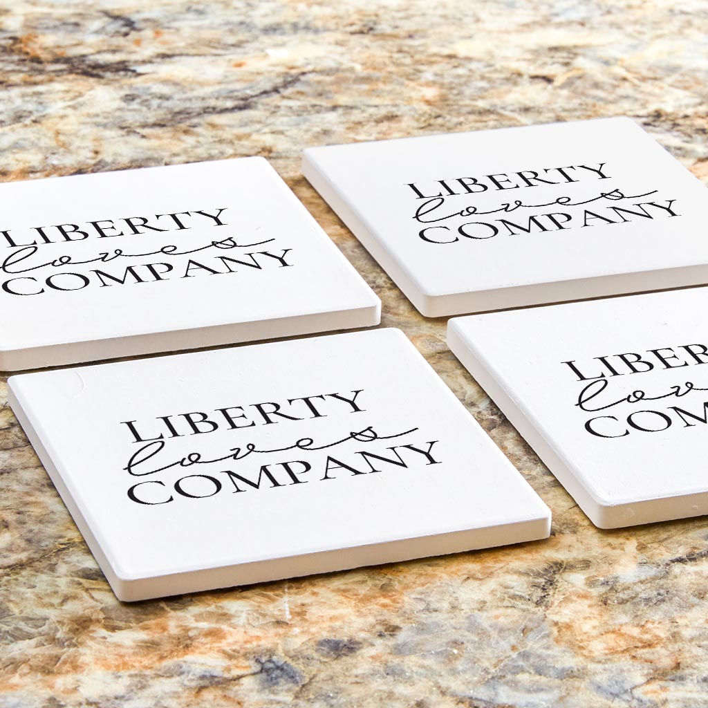 Minimalistic B&W Pennsylvania Liberty Quip | Absorbent Coasters | Set of 4 | Min 2