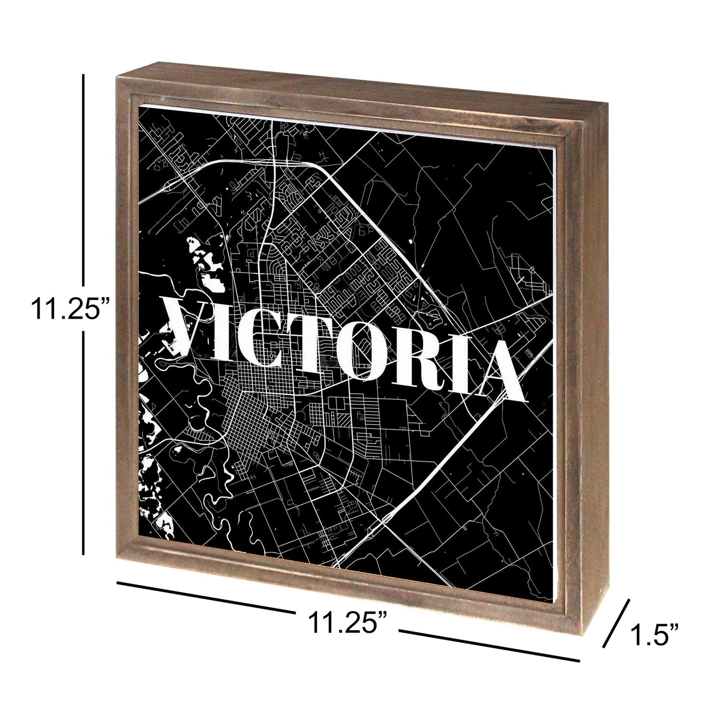 Minimalistic B&W Texas Victoria Map | Wood Sign | Eaches | Min 1
