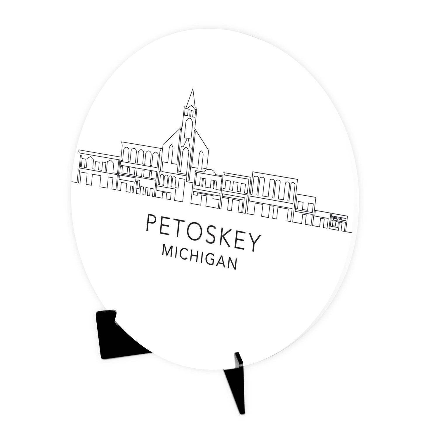 Minimalistic B&W Michigan Petoskey Skyline | Wood Sign | Eaches | Min 1