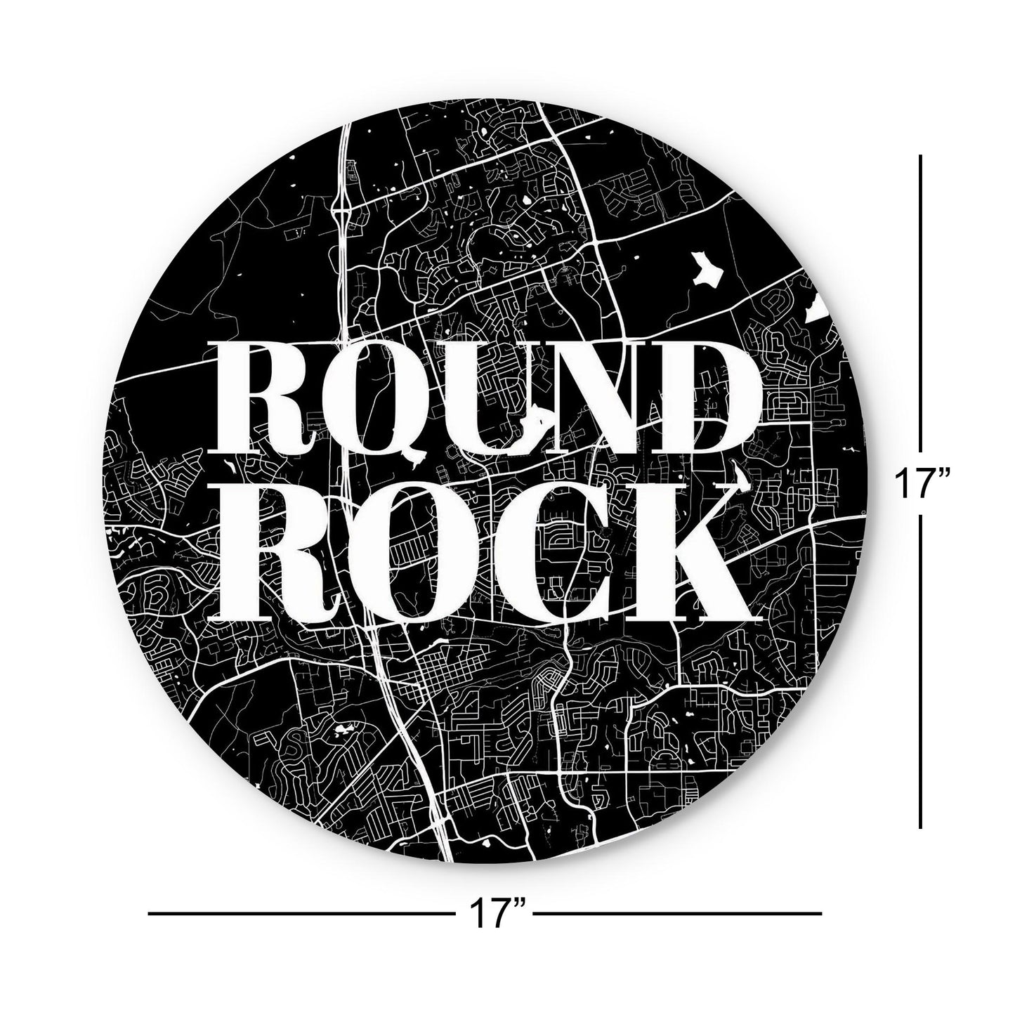 Minimalistic B&W Texas Round Rock Map | Wood Sign | Eaches | Min 1