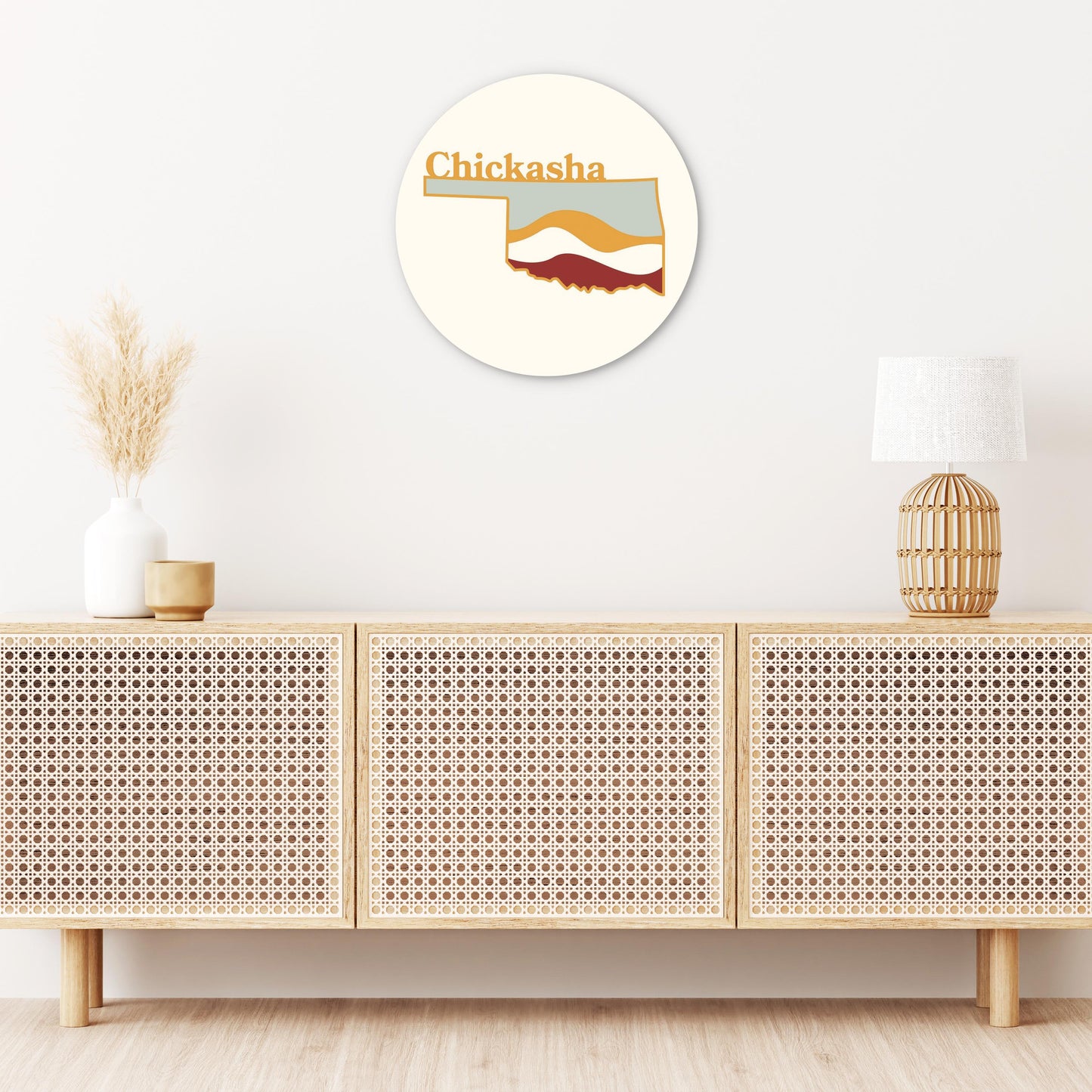 Modern Minimalist Oklahoma State Chickasha | Wood Sign | Eaches | Min 1