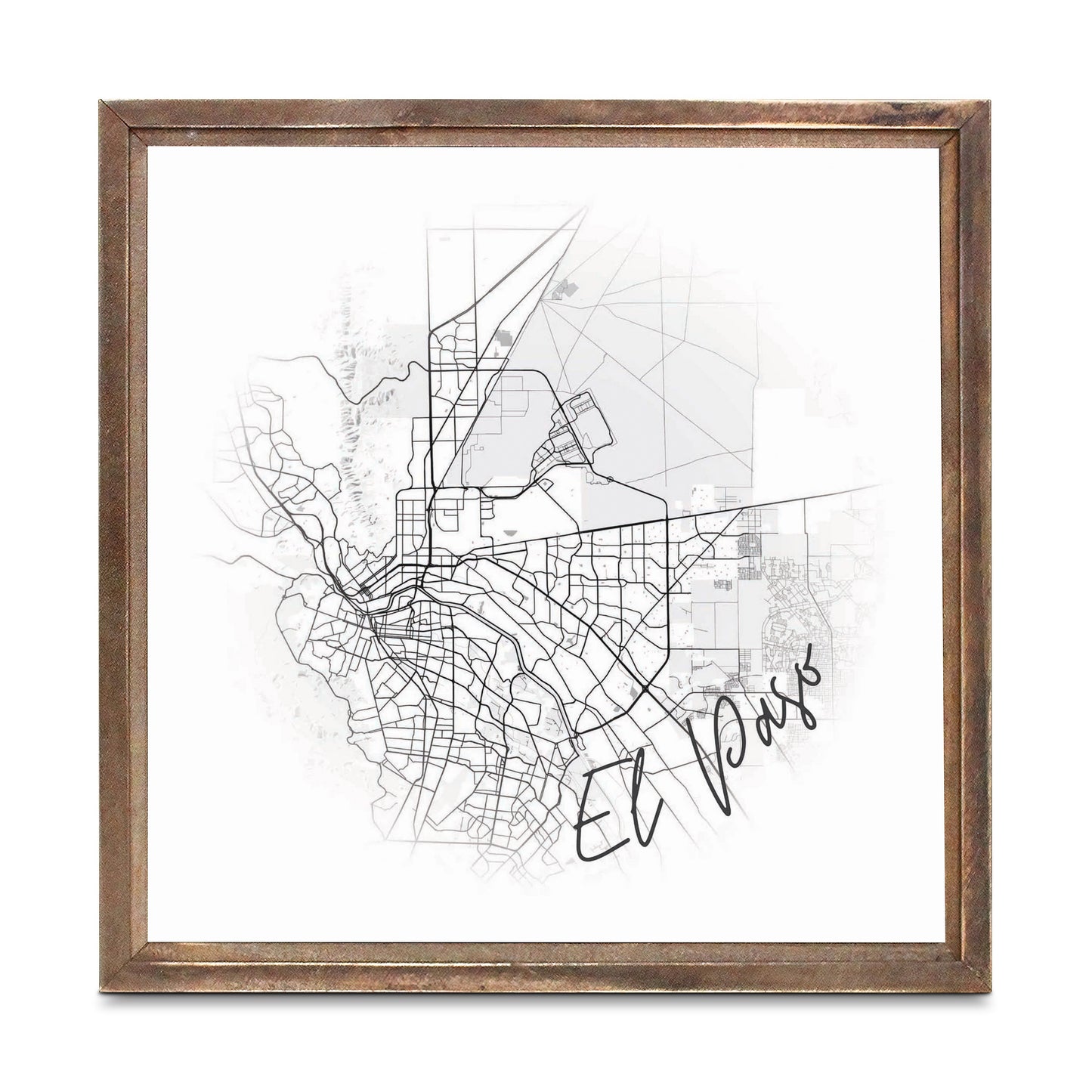 Minimalistic B&W Texas El Paso Circle Map | Wood Sign | Eaches | Min 1