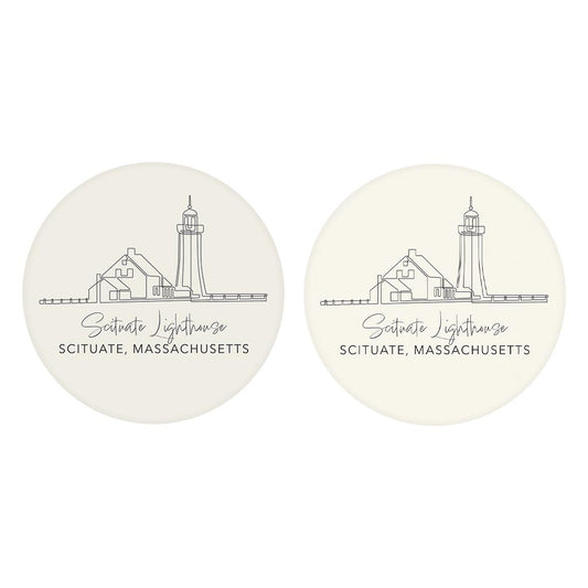 Scituate Lighthouse| Absorbent Car Coasters | Set of 2 | Min 4