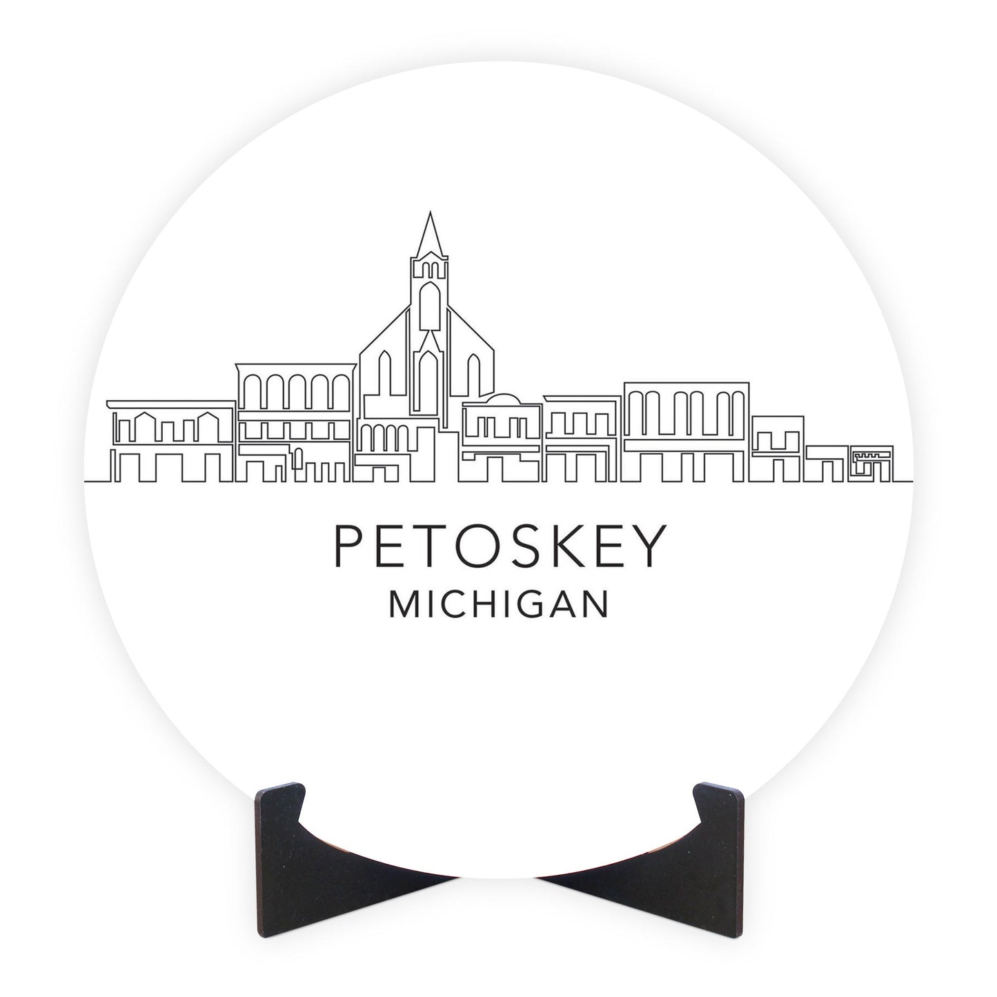 Minimalistic B&W Michigan Petoskey Skyline | Wood Sign | Eaches | Min 1