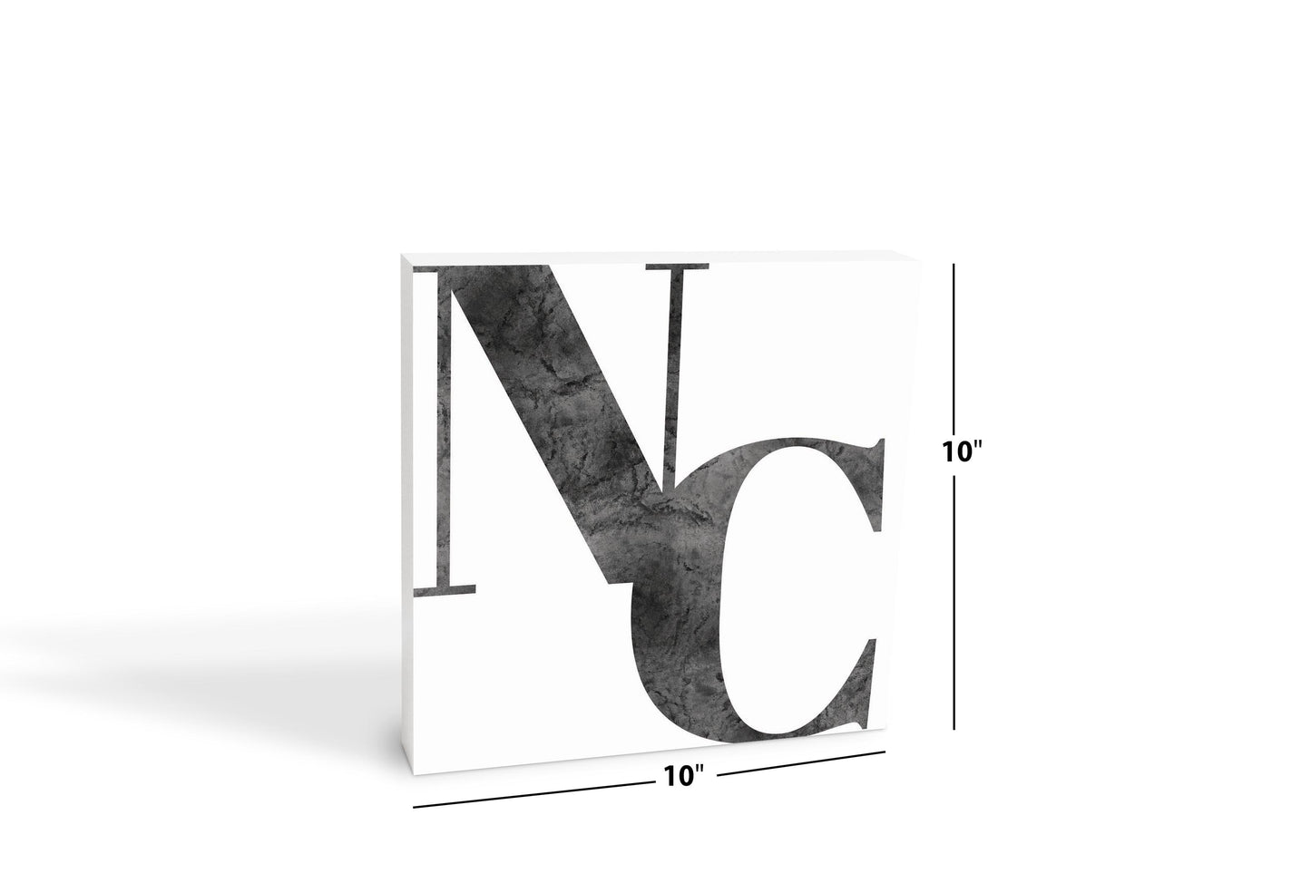 Minimalistic B&W North Carolina White Initials | Wood Block | Eaches | Min 2
