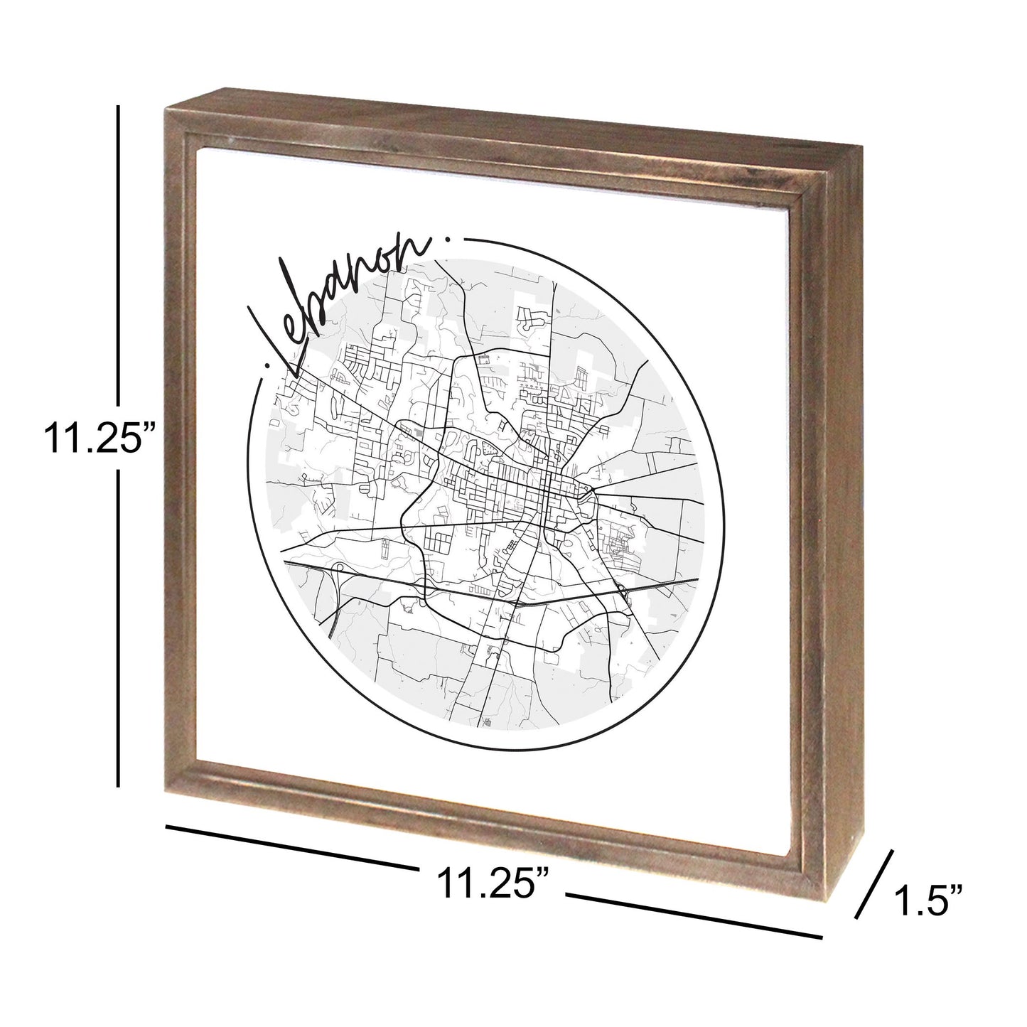 Minimalist B&W Tennessee Lebanon Circle Map | Wood Sign | Eaches | Min 1