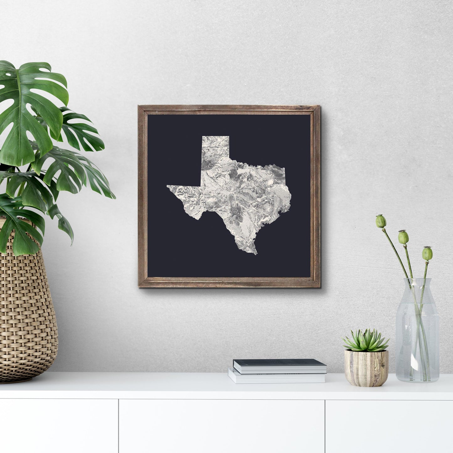 Modern Minimalist Texas Metal State Shape | Wood Sign | Eaches | Min 1