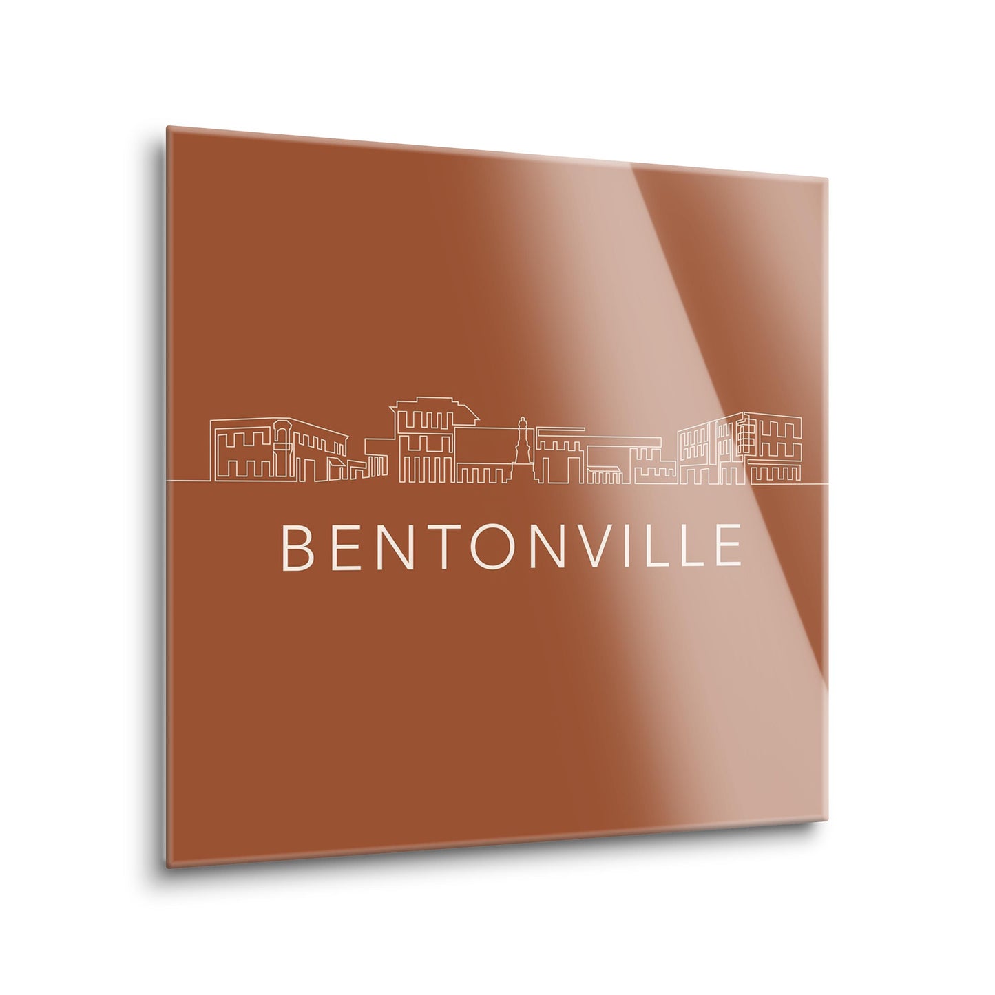 Modern Minimalist Arkansas Bentonville Skyline | Hi-Def Glass Art | Eaches | Min 2