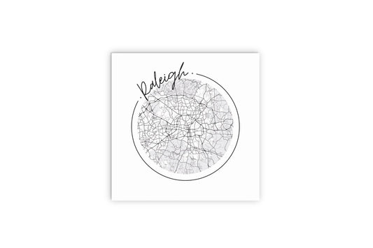 Minimalistic B&W North Carolina Raleigh Circle Map | Wood Sign | Eaches | Min 2