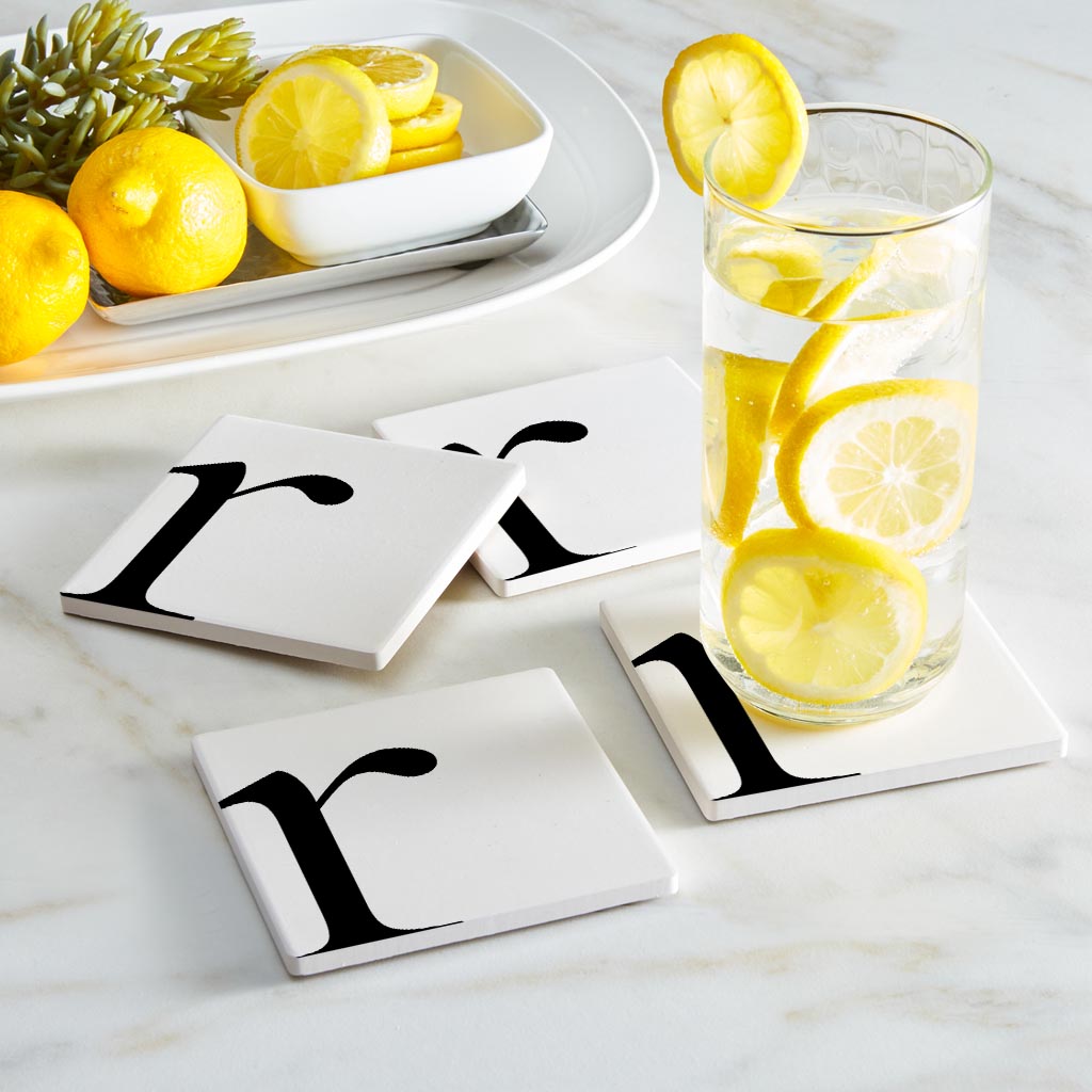 Minimal Monogram R | Absorbent Coasters | Set of 4 | Min 2