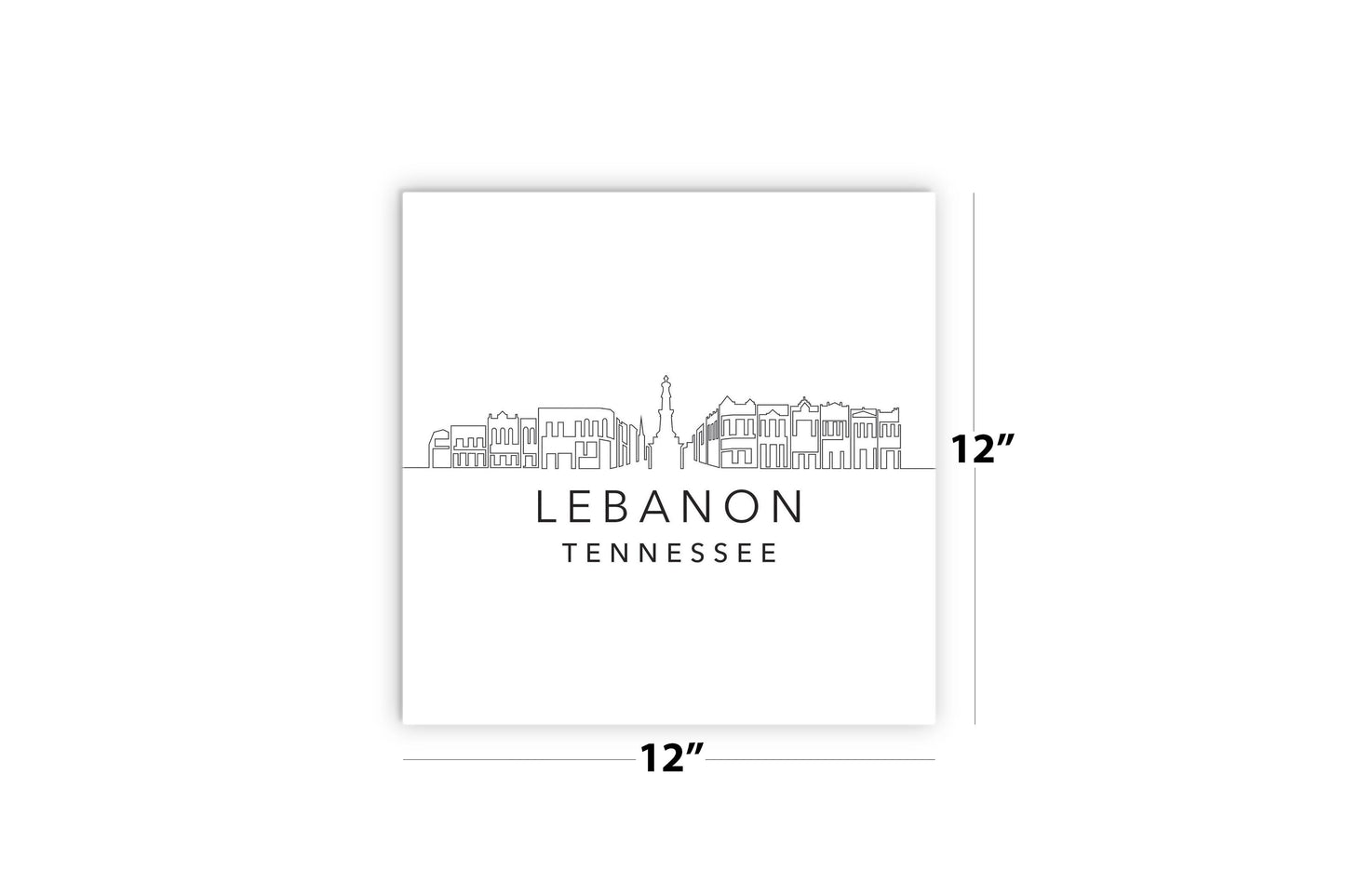 Minimalist B&W Tennessee Lebanon Skyline | Wood Sign | Eaches | Min 2