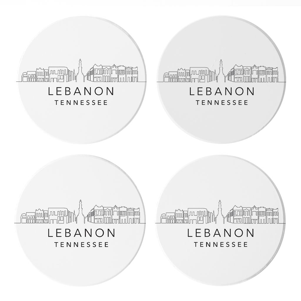 Minimalist B&W Tennessee Lebanon Skyline | Absorbent Coasters | Set of 4 | Min 2