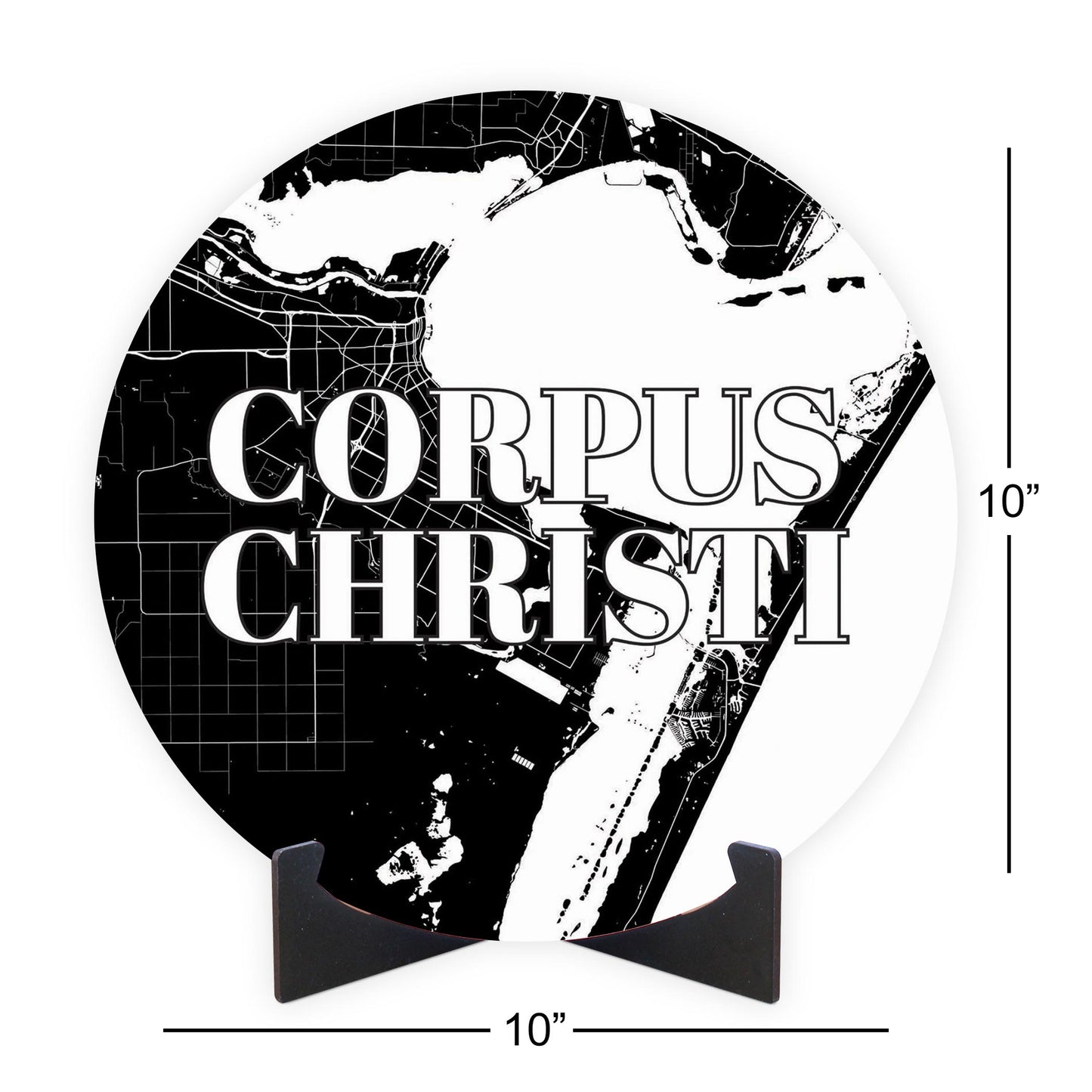 Minimalistic B&W Texas Corpus Christi Map | Wood Sign | Eaches | Min 1