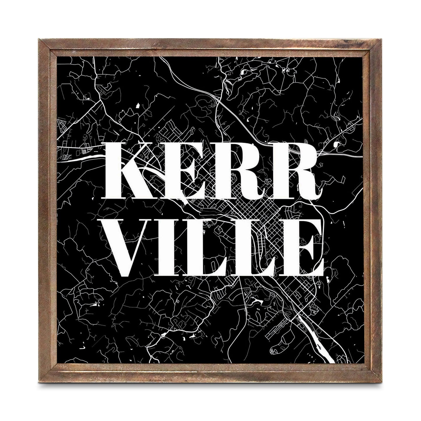 Minimalistic B&W Texas Kerrville Map | Wood Sign | Eaches | Min 1