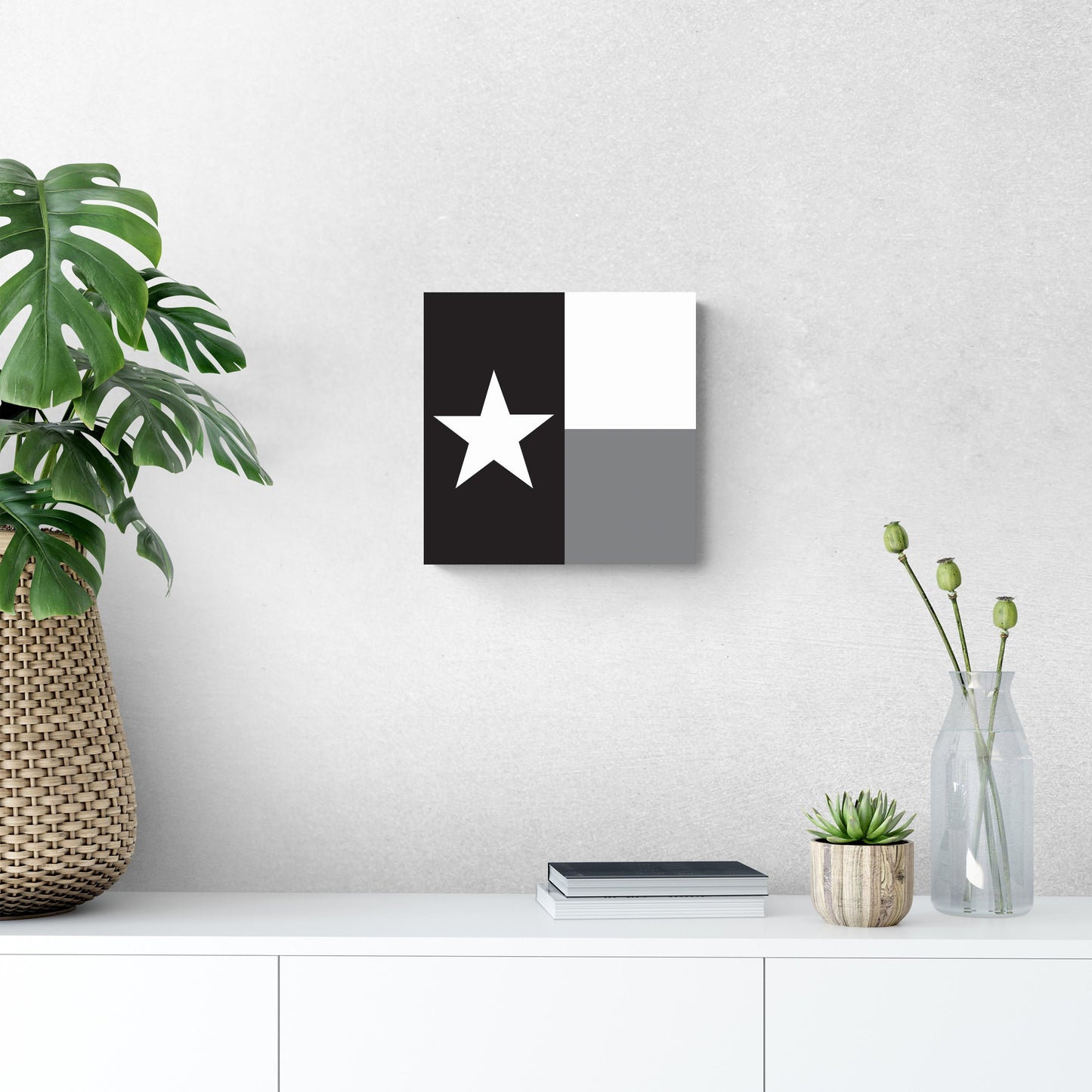 Minimalistic B&W Texas State Flag | Wood Sign | Eaches | Min 2