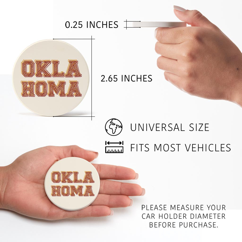 Modern Minimalist Oklahoma | Absorbent Car Coasters | Set of 2 | Min 4