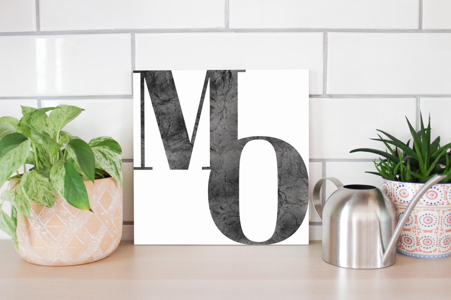 Minimalist B&W Missouri White Initials | Wood Sign | Eaches | Min 2