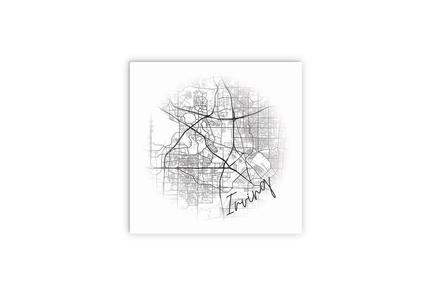 Minimalistic B&W Texas Irving Circle Map | Wood Sign | Eaches | Min 2