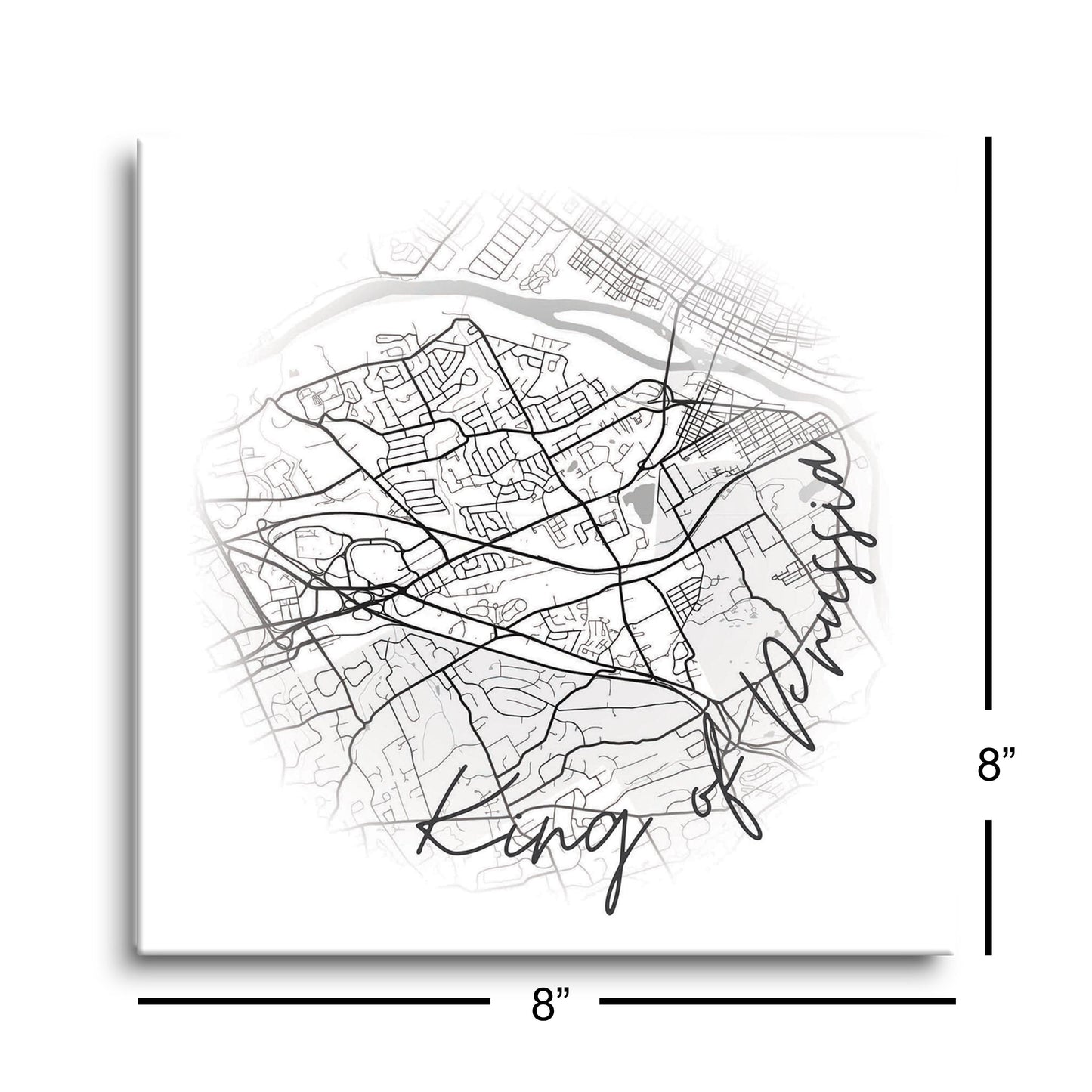 Minimalistic B&W Pennsylvania King Of Prussia Circle Map | Hi-Def Glass Art | Eaches | Min 2