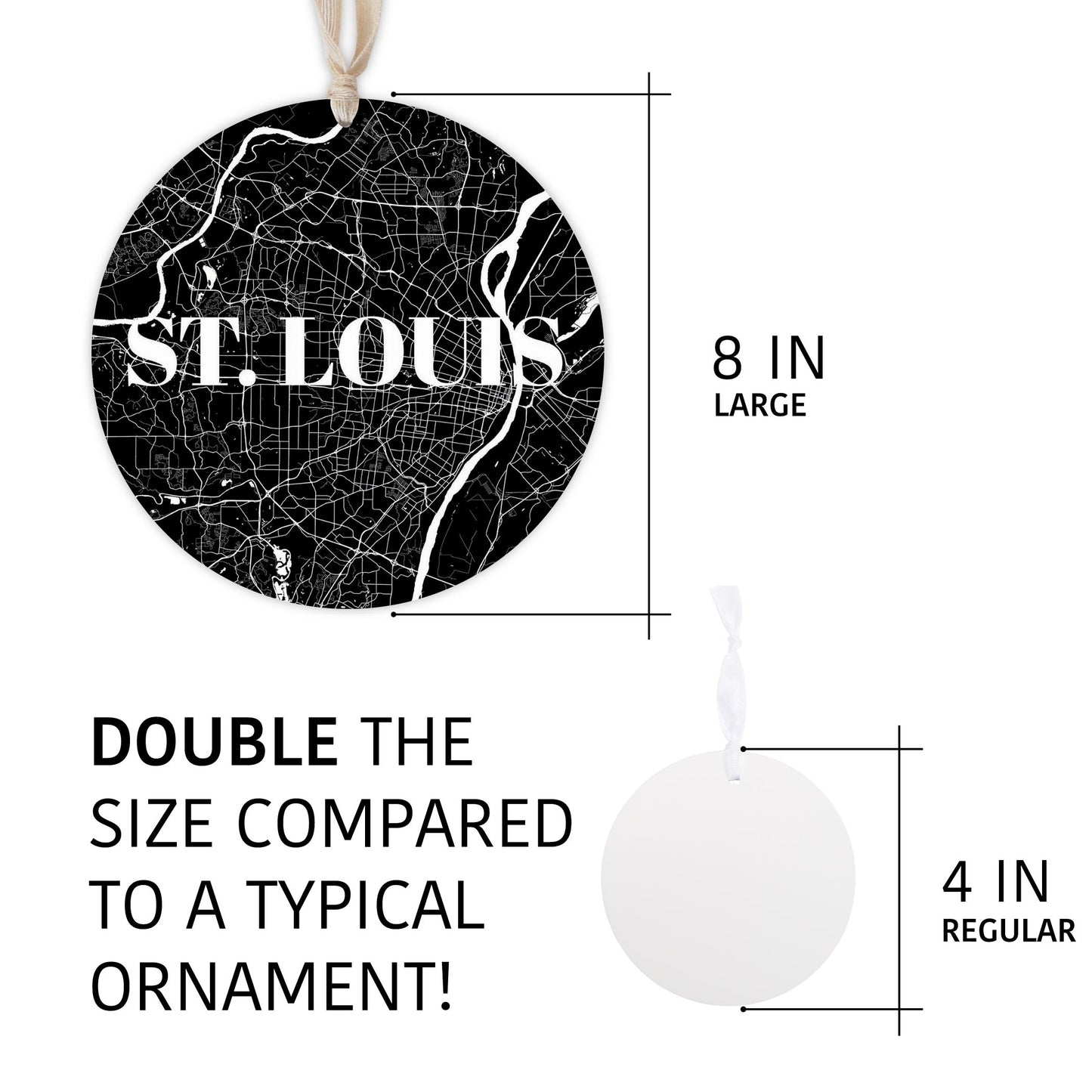 Minimalist B&W Missouri St Louis Map | Wood Ornament | Eaches | Min 1