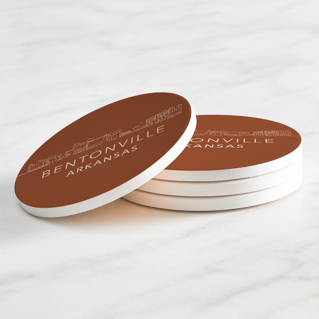 Modern Minimalist Arkansas Bentonville Skyline State | Absorbent Coasters | Set of 4 | Min 2