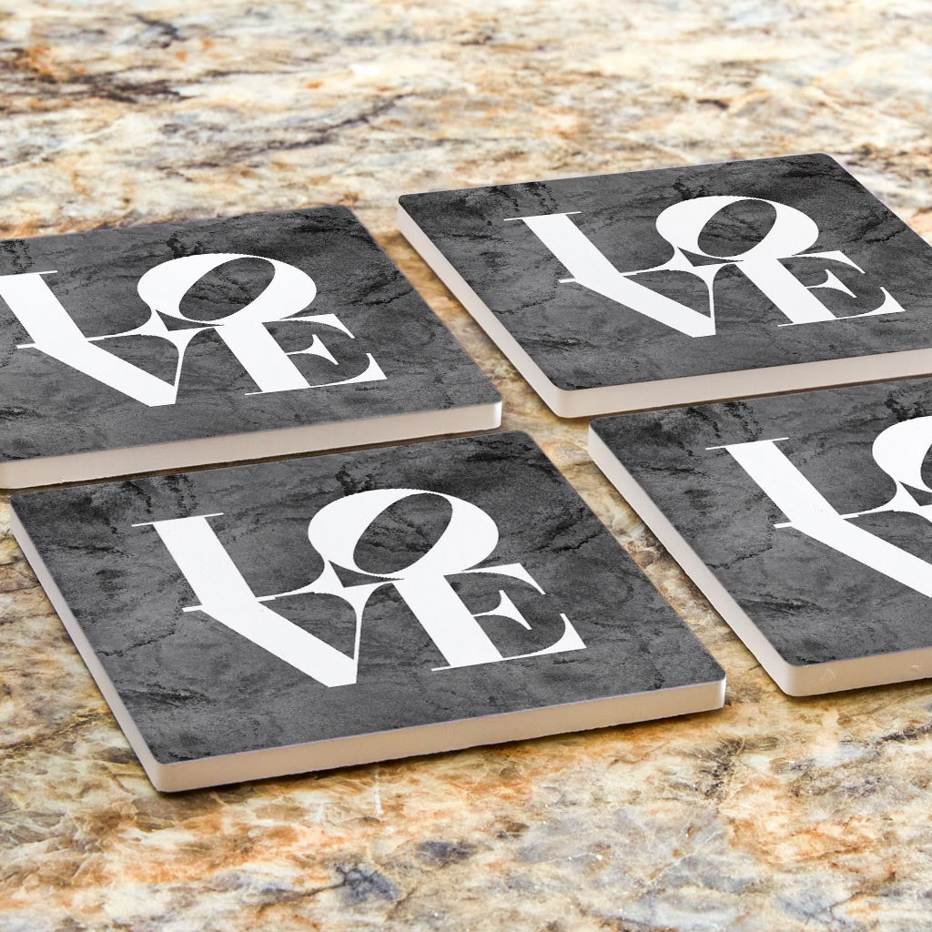 Minimalistic B&W Pennsylvania Love Dark | Absorbent Coasters | Set of 4 | Min 2