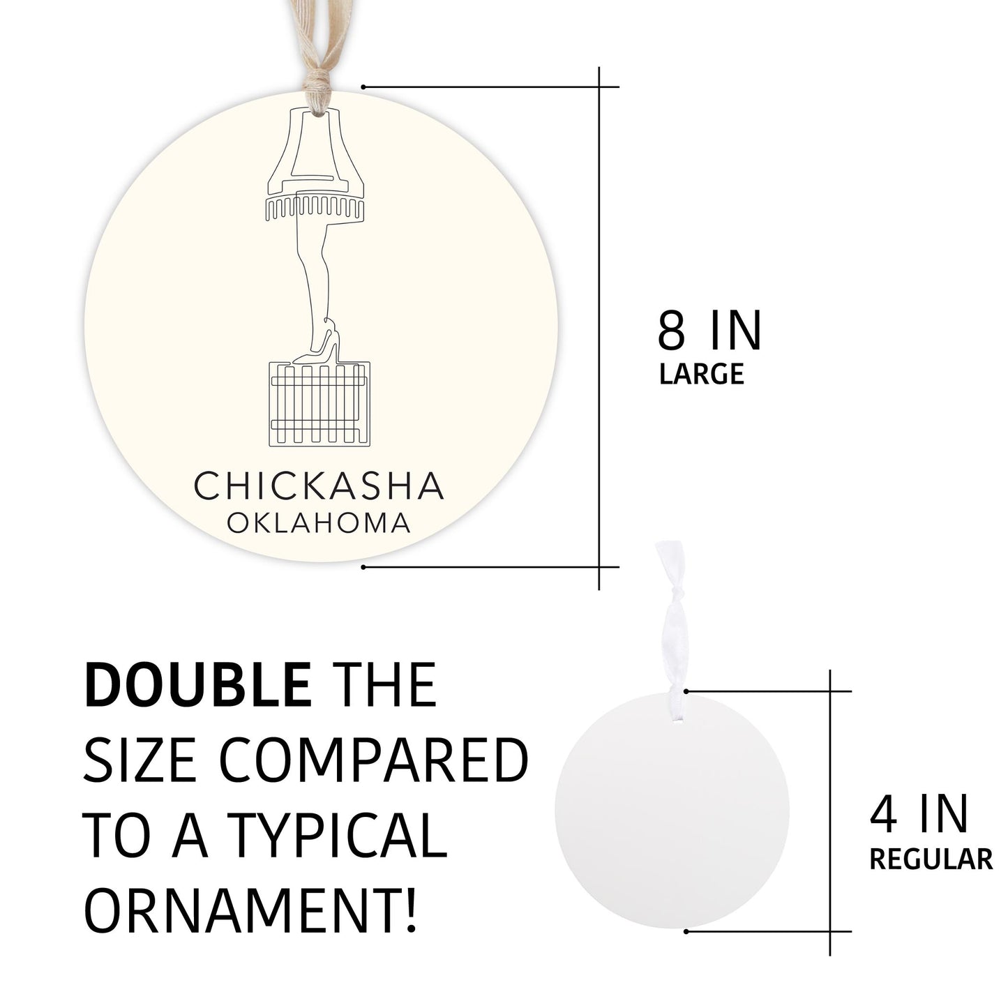 Modern Minimalist Oklahoma Chickasha Leg Lamp | Wood Ornament | Eaches | Min 1