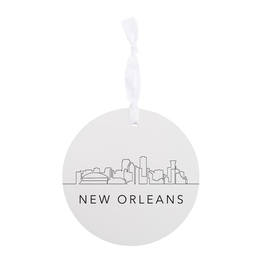 Modern Louisiana New Orleans City Line Drawing | Wood Ornament | Eaches | Min 6