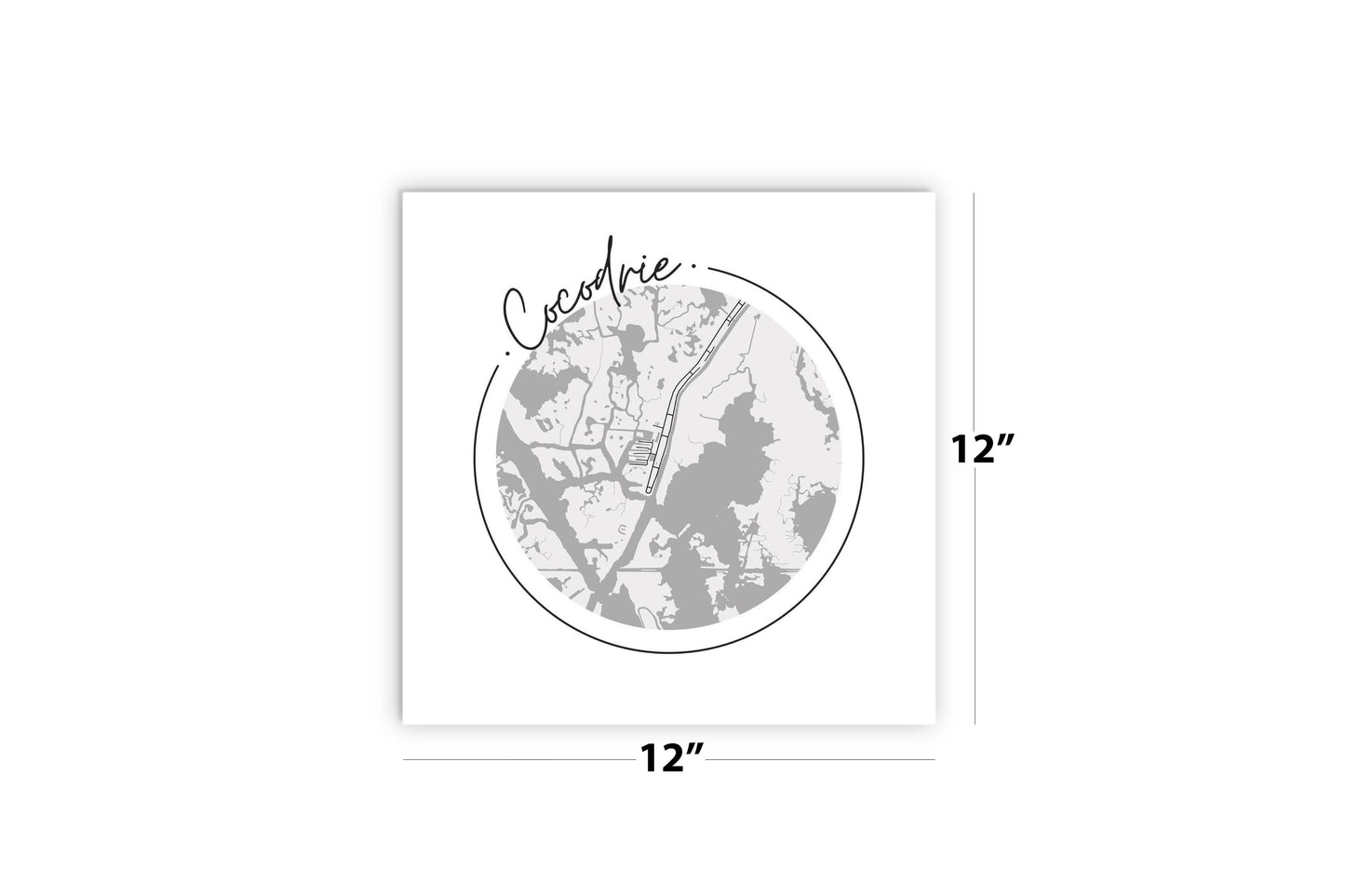 Minimalist B&W Louisiana Cocodrie Circle Map | Wood Sign | Eaches | Min 2