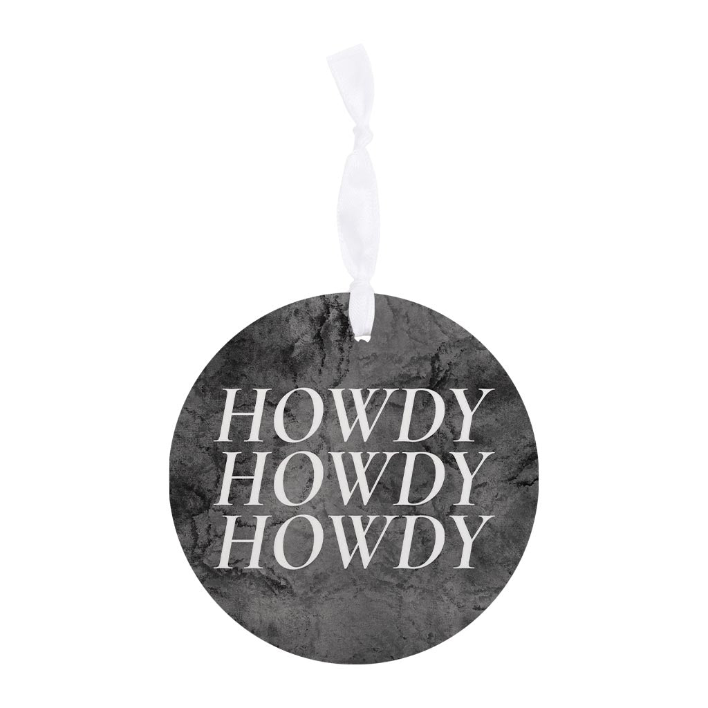 Minimalistic B&W Texas Textured Howdy | Wood Ornament | Eaches | Min 6