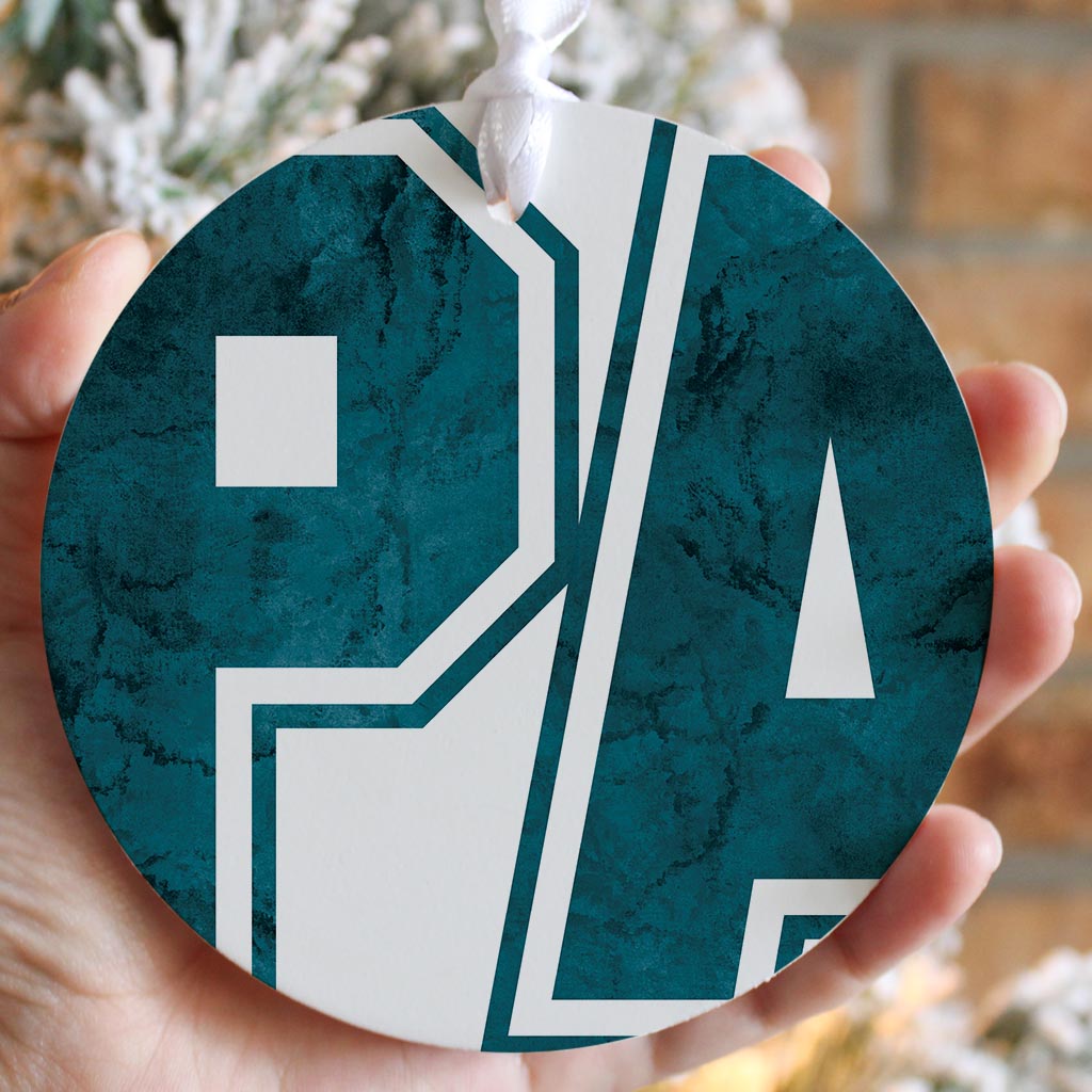 Modern Minimalist Pennsylvania White Initials | Wood Ornament | Eaches | Min 6