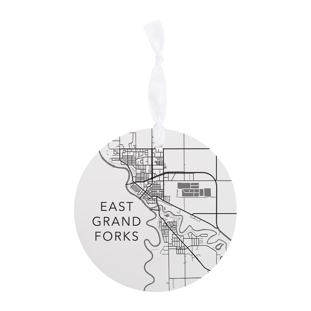 Minimalistic East Grand Forks Minnesota Map White| Wood Ornament | Eaches | Min 6