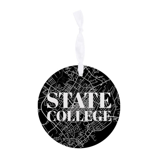 Minimalistic B&W Pennsylvania State College Map | Wood Ornament | Eaches | Min 6