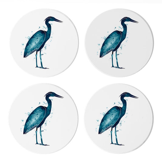 New England Water Color Heron | Absorbent Coasters | Set of 4 | Min 2