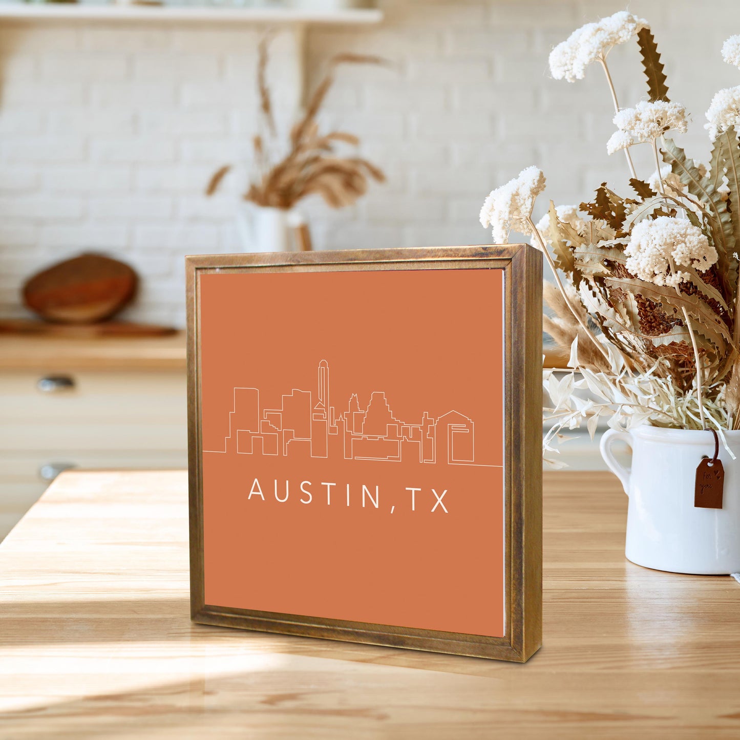 Modern Minimalist Texas Austin Skyline | Wood Sign | Eaches | Min 1