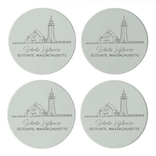 Scituate Lighthouse Muted Coastal | Absorbent Coasters | Set of 4 | Min 2