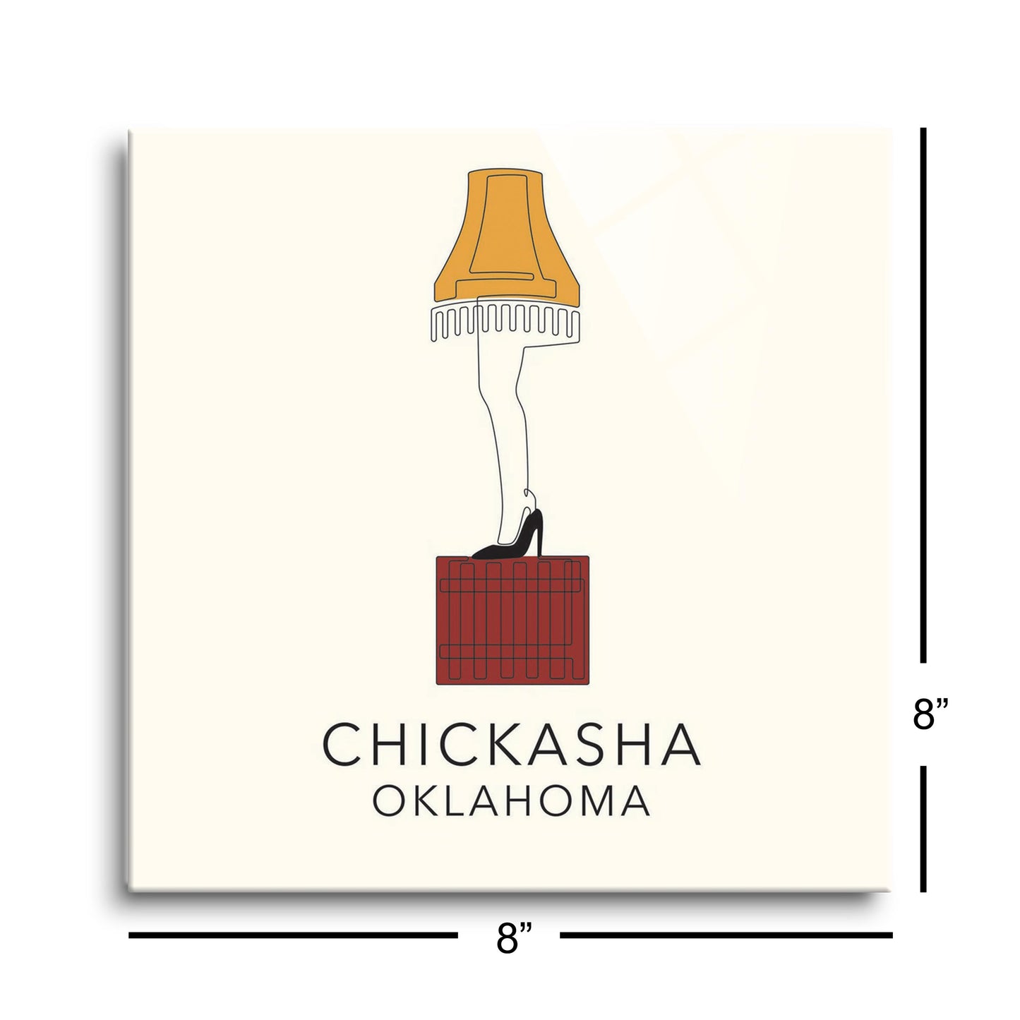 Modern Minimalist Oklahoma Colorful Chickasha Leg Lamp | Hi-Def Glass Art | Eaches | Min 2